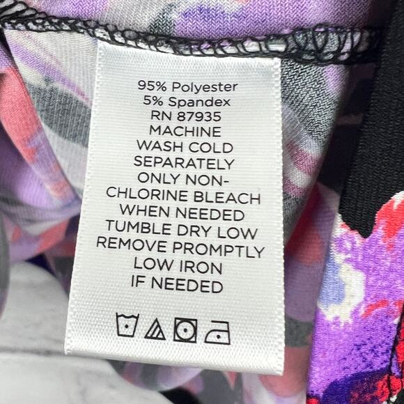 Susan Graver Womens M Artsy Abstract Floral Asymmetrical Hem Ruched Sleeve Tunic - Picture 8 of 11